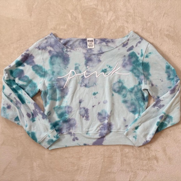 PINK Victoria's Secret Blue and Purple Tie-Dye Sweatshirt - Picture 1 of 6